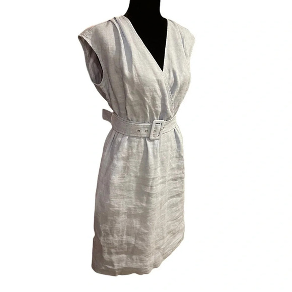 NWT J. McLaughlin Winifred Cap Sleeve Dress in light blue linen blend - Picture 5 of 10